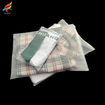 China Recyclable custom frosted zip lock logo reseal poly bag slider plastic bag clothes packing strong paste custom logo printing design wholesa for sale