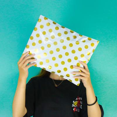 China shoes & Poly Bag Custom Apparel Mailer Mailer Logo Postage Golden Dots Poly Satchel Bag Mailer Mailing Envelopes for sale