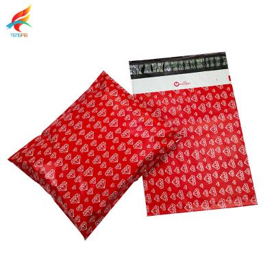 China Recyclable High Quality Red Patterned Waterproof Strong Shipping Poly Mailing Bags Adhesive Tape Strong Mailing Bags For Clothing for sale