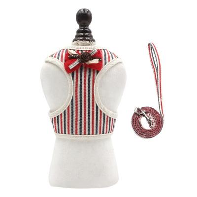 China New Fashion Stocked Dog Harness Set With Leash Vest Dog Bow Tie Dress Harness Chest Set for sale