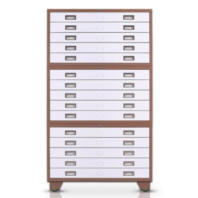 China Modern Hot Selling Steel Filing Cabinet Paper Flat Card Drawing Plan Metal Size Storage Steel File Cabinet for sale