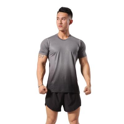 China Men's Black Gray Summer QUICK DRY Sleeve Short Sleeve Empty Slim T-shirt Slim Fit Casual Sportswear for sale