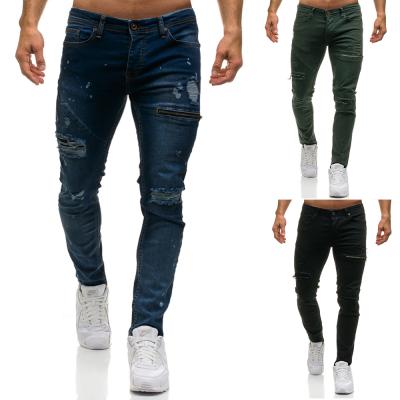 China New Breathable Decorative Broken Hole Jeans Men's Jeans Pants Men's Casual Pants for sale