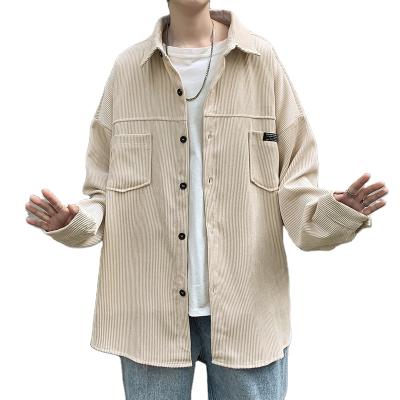 China Breathable Vintage Men's Fashion Shirt Inch Loose Shirt Men's Long Corduroy Wrapped Jacket Shirt for sale