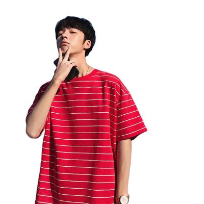 China Breathable Loose Fashion T-shirt Fashion Short Sleeve Handsome Men Half Sleeve Printed Shirt Mens Stripe T-shirt for sale