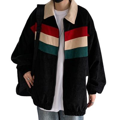 China Color Matching Suit Men's Color Matching Autumn Fashion Loose Jacket Winter Windproof Corduroy Baseball Coat for sale