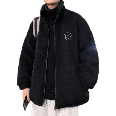 China Casual Warm Men's Breathable Jacket Loose Cotton Plush Thickened Cotton Cashmere Jacket Men's White Jacket for sale