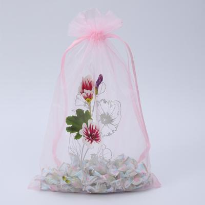 China Gift Factory Wholesale Tulle Drawstring Bags Jewelry Wedding Candy Bags Sacrament Decoration Pink Tulle Bags for sale