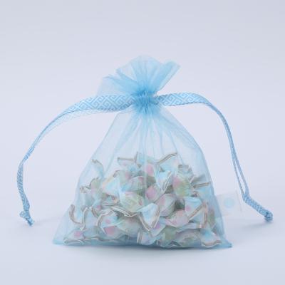 China Gift 500 pcs 5x7 cm Tulle Drawstring Organza Gift Bags Transparent Candy Bags Reusable Drawstring Bags Wholesale for sale