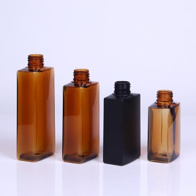 China BEAUTY PACKAGING 100/120/150/200ml PET square brown/amber bottle for sale