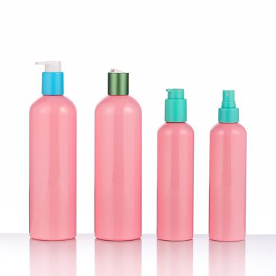 China BEAUTY PACKING Body Lotion And Shower Gel Cosmo Round Pink Spray Bottle 500ml 250ml for sale