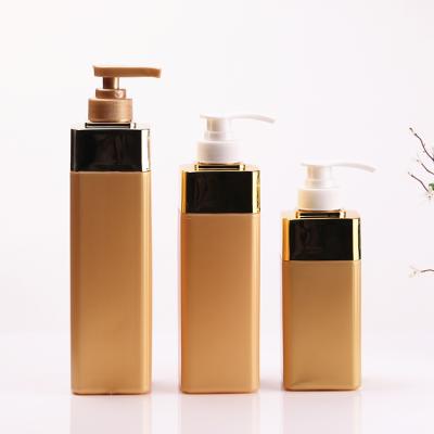 China Personal Care 550ml Gold Surface Square Hair Shampoo Bottle for sale