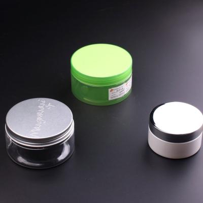 China Skin Care 250ml 500ml PET Clear Cosmetic Cream Plastic Jar With Aluminum Lid for sale