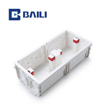 China 50H Industry Baili 01-86 Electrical Type PVC Flush Mounting Electrical White Strip Three Strip Tow Socket One Bottom Switch Box Junction Box for sale