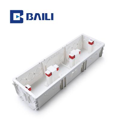 China 50H Industry Baili 01-86 Electrical Type PVC Flush Mounting Electrical White Strip Three Strip Tow Socket One Bottom Switch Box Junction Box for sale