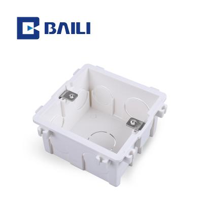 China 50H Industry Baili 05-86 Electrical Type PVC Flush Mount Electrical White Strip Three Strip Tow Socket One Bottom Switch Box Junction Box for sale