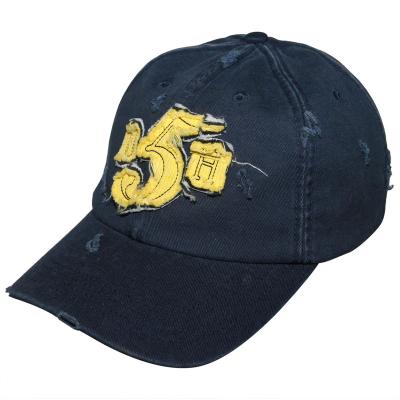 China Black / Blue Kids Baseball Caps Velcro Strap Back Hats With Flat Embroidery for sale