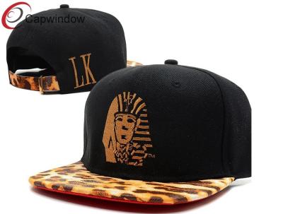 China Promotional Leopard Custom Strapback Hats Velcro Strap Back Hats for sale