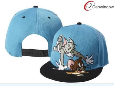 China Summer Cartoon Tom And Jerry Snapback Hat 100 Cotton Baseball Caps Blue / Purple for sale