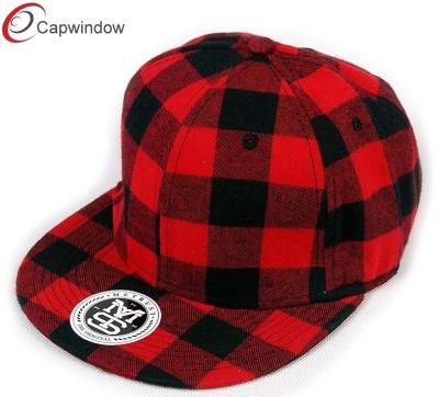 Cina Cappello di baseball rosso del pannello dei berretti da baseball 6 della lana del tartan della gioventù con la chiusura della rottura della plastica in vendita