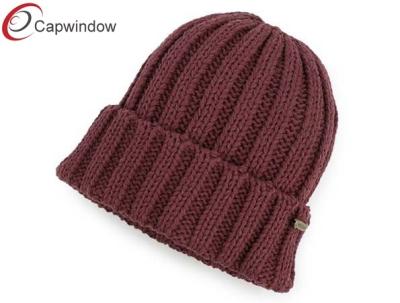 China Multi Color Acrylic Beanie Winter Hats Metal Logo Soft for Adult for sale