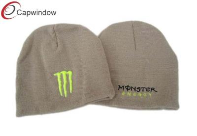 China 3D Monster Embroidery Beanie Winter Hats , Gray / Black Funky Ski Hats for sale