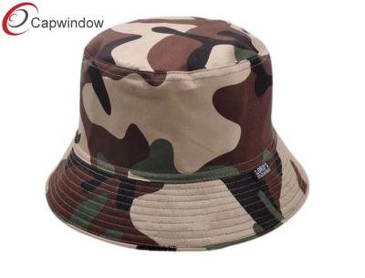 China Mens Camouflage Printed Fisherman Bucket Hat With A Woven Label for sale