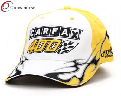 China Yellow Racing Baseball Caps With White Sandwich Peak , 46 3D Embroidery for sale