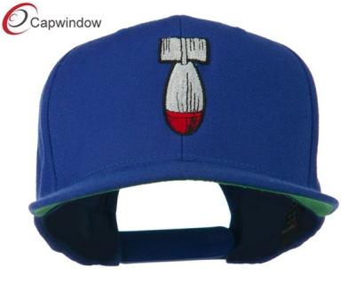 China Royal Missile Flat Bill Embroidered Wool Baseball Caps with Plastic Snap Closure for sale