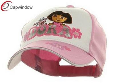 China Cotton Childrens Baseball Caps , White Pink Dora Baseball Cap for sale