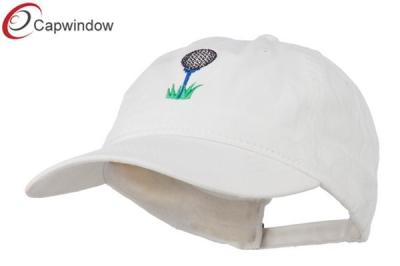 China White Golf Ball on Golf Tee Embroidered Washed Cotton Golf Baseball Hats for sale