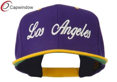 China Gorras de béisbol bordadas Los Ángeles púrpuras del Snapback del oro con lanas y mezcla de acrílico en venta