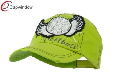 China Lime Baseball Cap with Softball and Feathers / Hip Hop Baseball Caps for Female for sale