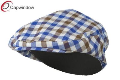 China Brown Blue Boy's Plaid Driving Ivy Fitted Baseball Hat with Polyester for sale