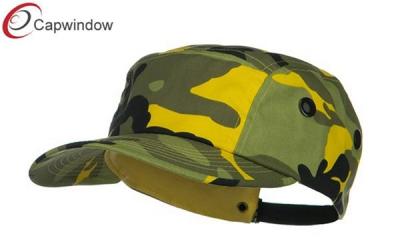 China Light Yellow 5 Panel Camouflage Camper Cap with Buckle Strap Closure for sale