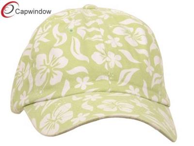 China Lime Cotton Cap New Hawaiian Floral Pattern / customized baseball cap with Velcro Closure for sale