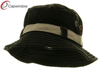 China Black Frayed Fishing Bucket Hat Cotton Twill Washed for Men for sale