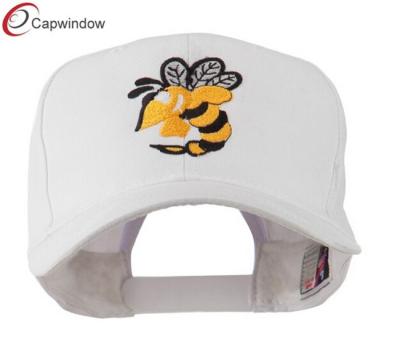 China White Flying Hornet Mascot Monogrammed Baseball Caps Embroidered Cotton / Polyester for sale