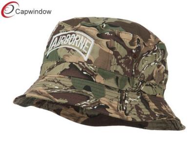 China Camo Airborne Embroidered Cool Bucket Hats with Pure Washed Cotton for sale