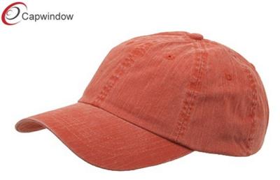 China Orange Pigment Dyed Twill Washed Cotton Baseball Caps with Nickel Buckle Closure for sale