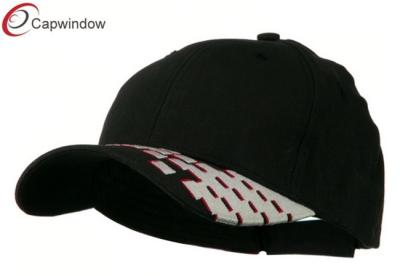 China Unisex Embroidered Baseball Caps , Black Brushed Racing Baseball Cap for sale