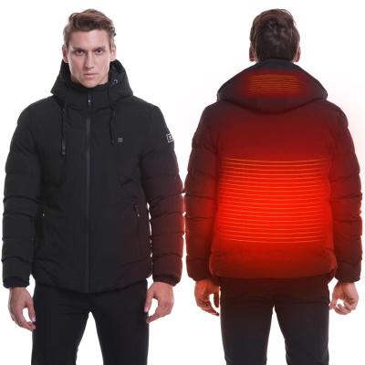 China Breathable Men's Electric Heating Jacket Hooded Ski Coat Windproof Warm Jacket for sale