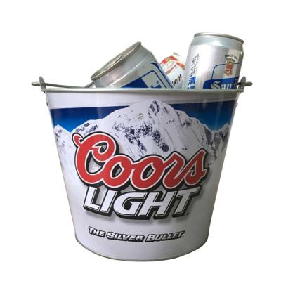 China Sustainable Bar Tool Ice Metal Beer Bucket With Colorful Printing for sale