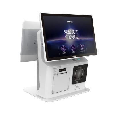 China Catering Customized POS system windows or Android double touch screen rotary buffet kiosk cash register all in one for sale