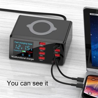 China Luxury 100w LED Multi Usb Charger Station QC PD3.0 USB QI Wireless Charger Fast Phone Chargers for IPhone 13 12 Samsung Xiaomi for sale