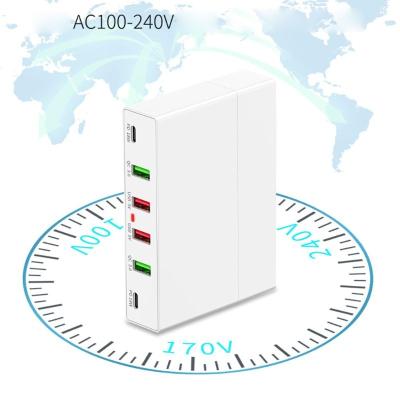 China Mobile Phone 72W USB Socket Phone Chargers Bulk Fast Charging Station Dual QC3.0 Adapter 6-Port USB Charger For Vivo iPhone Xs 11 Xiaomi for sale