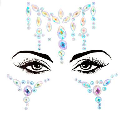 China Temporary Crystal Rhinestones Tattoo Sticker Custom AB Face Jewelry For Decoration for sale