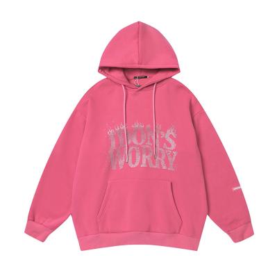 China 2022 Anti-wrinkle free sample rhinestone zip up hoodie custom design pink women hoodie for sale