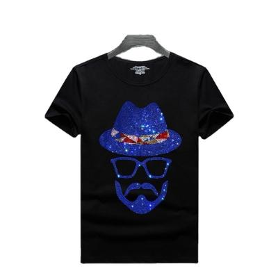 China Flatback Blue Color Man Cool Iron On Rhinestone Heat Transfer Sheet For Clothes for sale