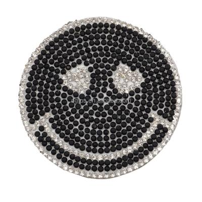 China custom 3D rhinestone applique logo patches iron on applique for hat for sale